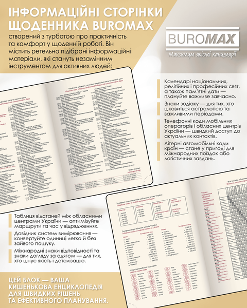 Щоденник датований Buromax Aurora зі штучної шкіри А5 336 сторінок бузковий BM.21115-26 фото