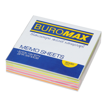 Блок кольорового паперу для нотаток Buromax Зебра Neon 90х90х20 мм не склеєний BM.2259 фото