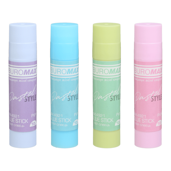 Клей-карандаш Buromax Pastel 10 г PVP ассорти BM.4921 фото