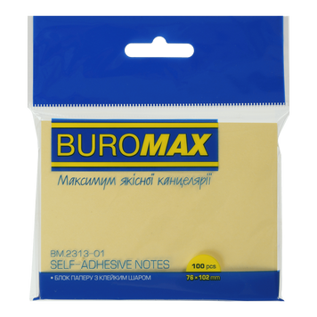 Блок бумаги для заметок с клейким слоем Buromax Pastel 76x102 мм 100 листов желтый BM.2313-01 фото