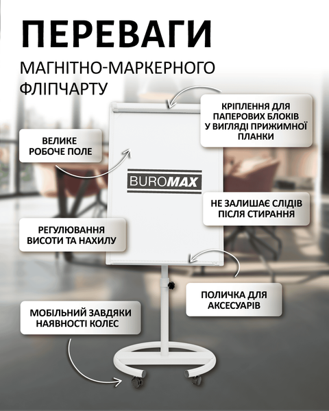 Флипчарт мобильный магнитно-маркерный 70 х 100 см Buromax BM.0010 фото