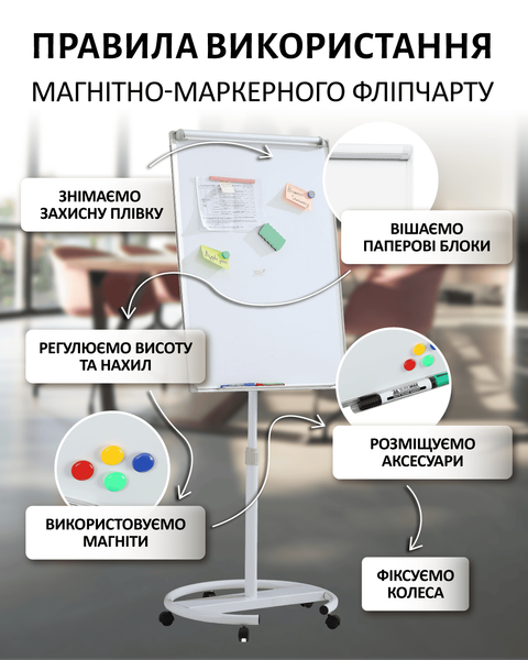 Флипчарт мобильный магнитно-маркерный 70 х 100 см Buromax BM.0010 фото