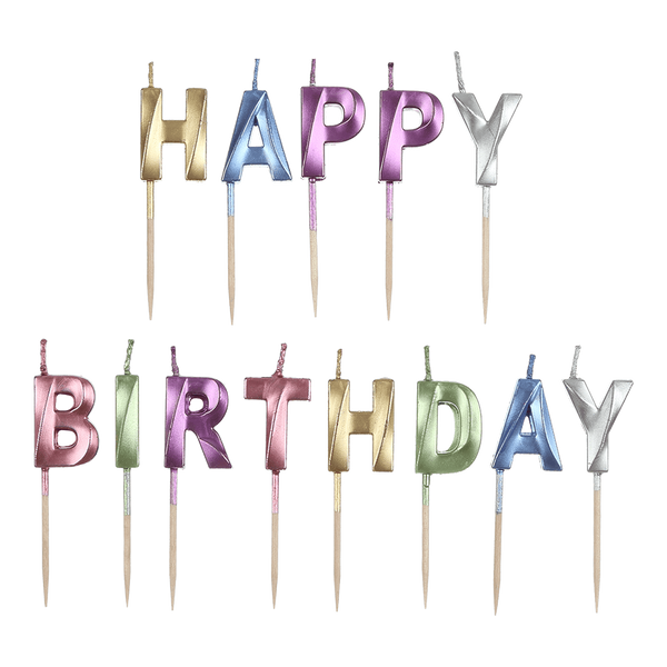 Набор&nbsp;свечей Buromax&nbsp;&laquo;Happy&nbsp;birthday&raquo; c деревянным&nbsp;держателем ассорти BM.98002 фото