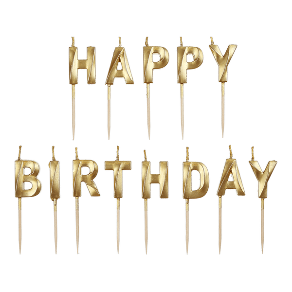 Набор&nbsp;свечей Buromax&nbsp;&laquo;Happy&nbsp;birthday&raquo; c деревянным&nbsp;держателем золотые BM.98001 фото