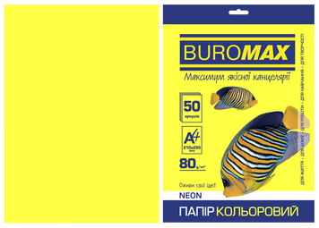 Бумага цветная A4 Buromax Neon 50 листов желтая BM.2721550-08 фото