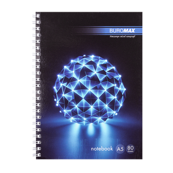 Блокнот на пружині збоку Buromax Sphere А5 80 аркушів в клітинку синій BM.24552101-02 фото