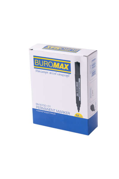 Маркер перманентний Buromax 2-4 мм спиртова основа чорний BM.8700-01 фото