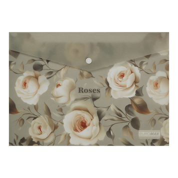 Папка-конверт на кнопке А4 Buromax Arabeski Roses, матовый непрозрачный пластик BM.3943-20 фото