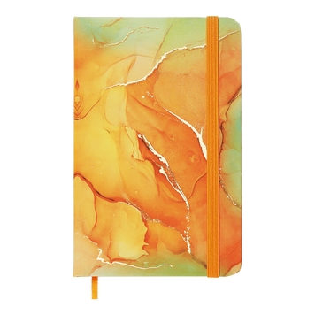 Записна книга Buromax Marble A5 80 аркушів в клітинку помаранчева BM.256101-11 фото