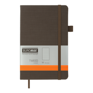 Записная книга Buromax Tweed 125x195 мм 96 листов в линию коричневий BM.291263-09 фото