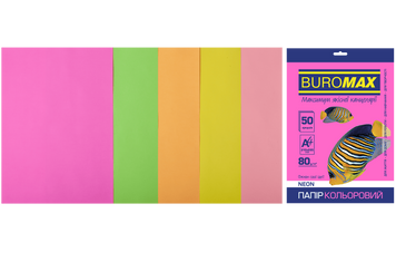 Набор цветной бумаги А4 Buromax Neon 5 цветов 50 листов BM.2721550-99 фото