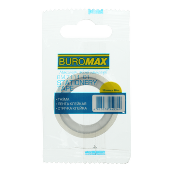 Клейка стрічка канцелярська прозора 12 мм х 10 м Buromax BM.7111-01 фото