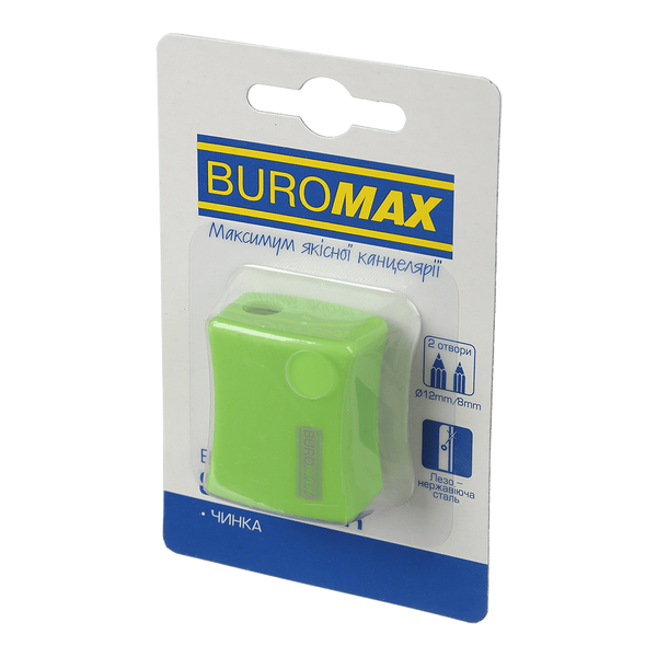 Точилка для карандашей с контейнером Buromax Alfa Rubber Touch на 2 отверстия в блистере BM.4778-1 фото