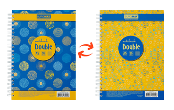 Записна книга на пружині збоку Buromax Double A5 96 аркушів в клітинку жовта BM.24571101-08 фото