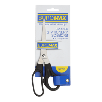 Ножиці офісні Buromax 180 мм чорні BM.4538 фото
