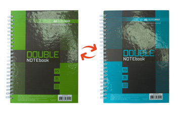 Записна книга на пружині збоку Buromax Double A5 96 аркушів в клітинку зелена з блакитним BM.24571101-25 фото
