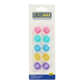 Комплект магнитов Buromax Пастель Фигуры, 10 шт., 20 мм (BM.0036) BM.0036 фото