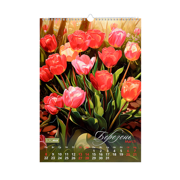 Календарь настенный 2027 Buromax А3 на 1 пружину Flowers BM.210604 фото
