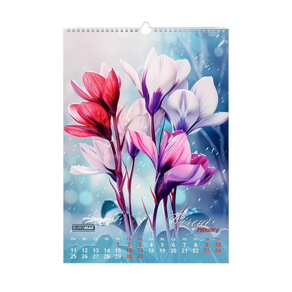 Календарь настенный 2027 Buromax А3 на 1 пружину Flowers BM.210604 фото