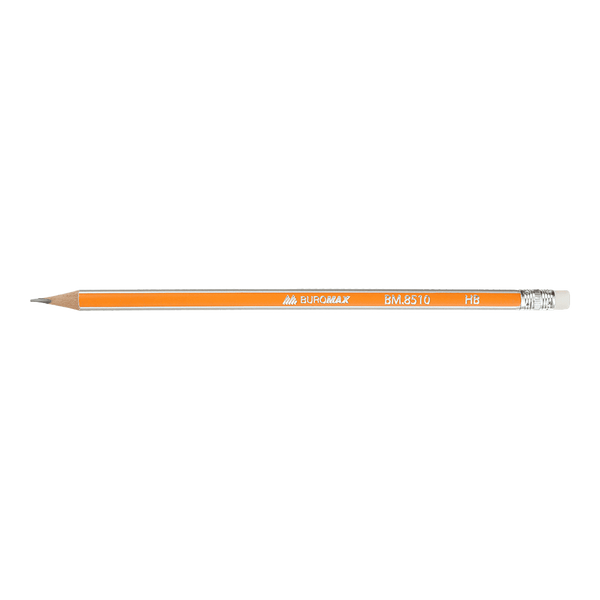 Олівець чорнографітний Buromax Silver HB з ластиком трикутний корпус BM.8510-100 фото