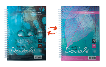 Записна книга на пружині збоку Buromax Double А6 96 аркушів в клітинку бірюзова з блакитним BM.24671101-06 фото