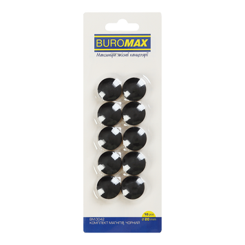Комплект магнитов Buromax Black, 10 шт., 20 мм (BM.0042) BM.0042 фото
