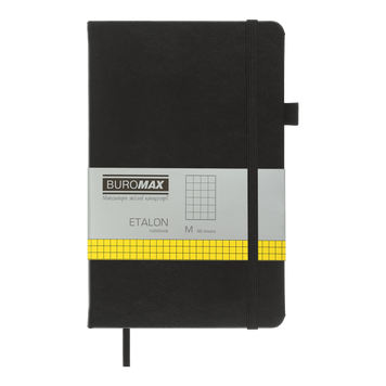 Записна книга Buromax Etalon 125x195 мм 96 аркушів в клітинку чорний BM.291160-01 фото