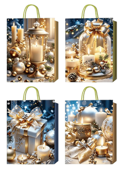 Пакет паперовий подарунковий Buromax Luxury Christmas M (26x32x10 см) тиснення фольгою BM.2000117 фото