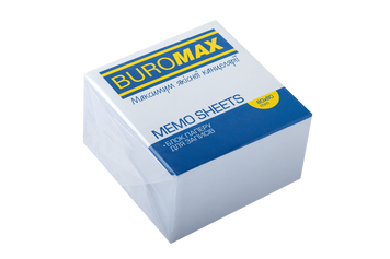 Блок білого паперу для нотаток Buromax 80х80х50 мм склеєний BM.2204 фото