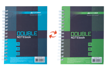 Записна книга на пружині збоку Buromax Double А6 96 аркушів в клітинку зелена з блакитним BM.24671101-25 фото
