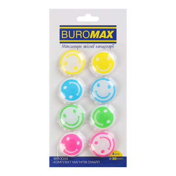 Комплект магнитов Buromax Smile, 8 шт., 30 мм (BM.0044) BM.0044 фото