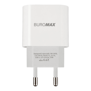 Мережевий зарядний пристрій Buromax Type-C, PD 20 Вт, білий (BM.0658) BM.0658 фото