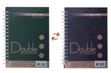 Записна книга на пружині збоку Buromax Double А6 96 аркушів в клітинку зелено-коричнева BM.24671101-86 фото
