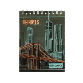 Блокнот на пружині зверху Buromax Metropolis A6 48 аркушів в клітинку червоний BM.24645101-05 фото
