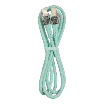Кабель нейлоновий плетений з підсвіткою Buromax Type-C/Lightning, 27 Вт, 1 м, зелений (BM.0606-04) BM.0606-04 фото
