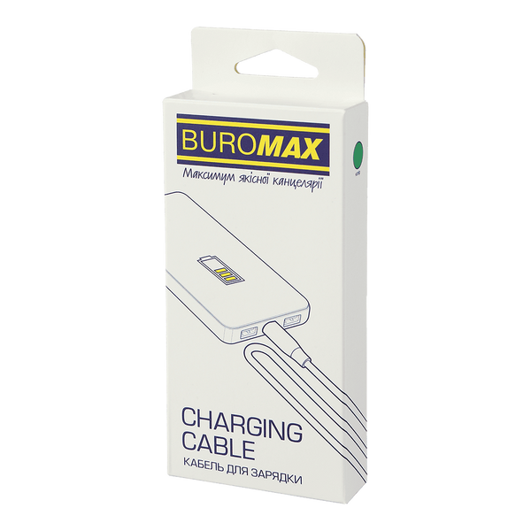 Кабель нейлоновий плетений з підсвіткою Buromax Type-C/Lightning, 27 Вт, 1 м, зелений (BM.0606-04) BM.0606-04 фото