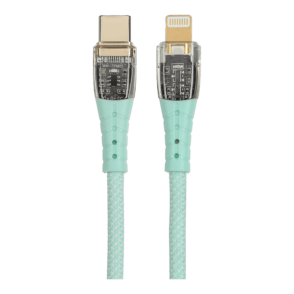 Кабель нейлоновий плетений з підсвіткою Buromax Type-C/Lightning, 27 Вт, 1 м, зелений (BM.0606-04) BM.0606-04 фото