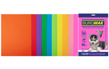 Набір кольорового паперу Buromax A4 Neon+Intensive 10 кольорів 50 аркушів BM.2721850-99 фото