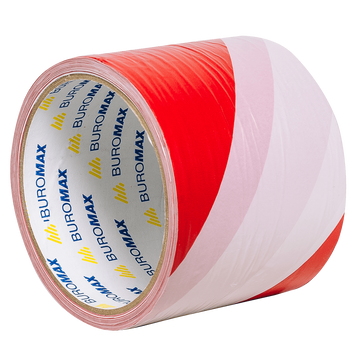Стрічка сигнальна 72 мм х 50 м Buromax червоно-біла BM.7560 фото