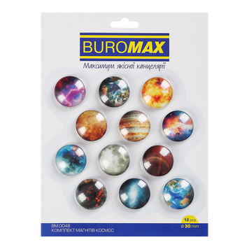 Комплект стеклянных магнитов Buromax Space, 12 шт., 30 мм (BM.0048) BM.0048 фото