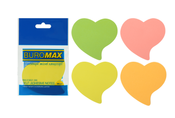 Блок бумаги для заметок с клейким слоем Buromax Сердце 50 листов ассорти BM.2362-99 фото