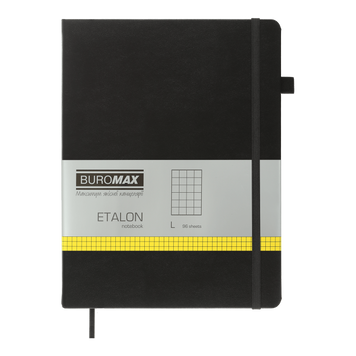 Записна книга Buromax Etalon 190x250 мм 96 аркушів в клітинку чорний BM.292160-01 фото