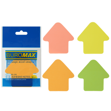 Блок бумаги для заметок с клейким слоем Buromax Стрелка 50 листов ассорти BM.2366-99 фото
