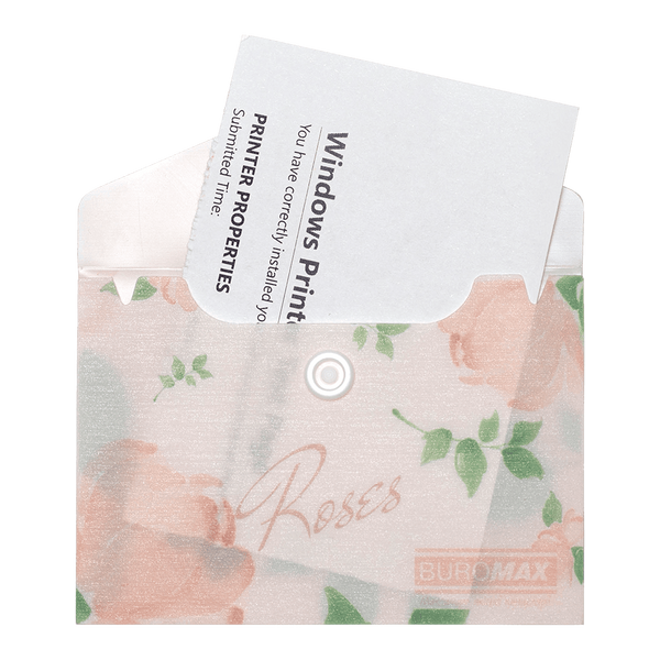 Папка-конверт на кнопке A7 Buromax Arabeski Roses матовый непрозрачный пластик BM.3923-27 фото