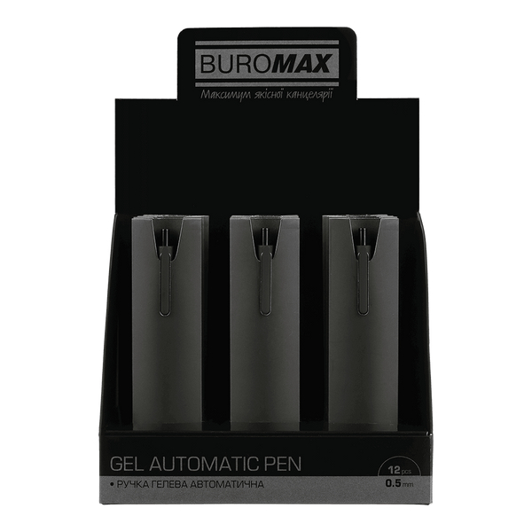 Ручка гелевая автоматическая Buromax Silk 0.5 мм, синие чернила, черная (BM.83100-01) BM.83100-01 фото