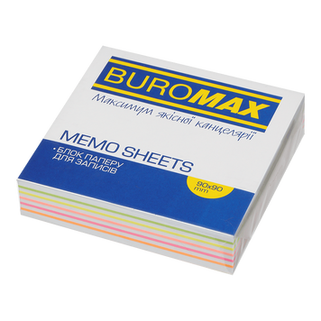 Блок цветной бумаги для заметок Buromax Радуга Neon 90х90х20 мм склеенный BM.2240 фото