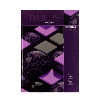 Книга канцелярська Buromax Time Is Money, А4, 96 арк., клітинка, тверда лам. обкладинка, фіолетовий (BM.2400-107i) BM.2400-107i фото