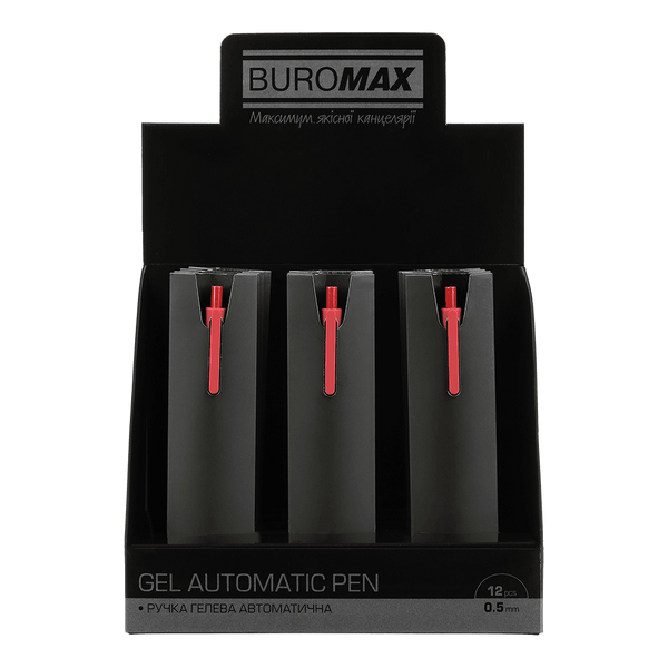 Ручка гелева автоматична Buromax Silk 0.5 мм, сині чорнила, червона (BM.83100-05) BM.83100-05 фото