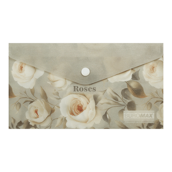 Папка-конверт на кнопке DL Buromax Arabeski Roses, матовый непрозрачный пластик BM.3853-20 фото