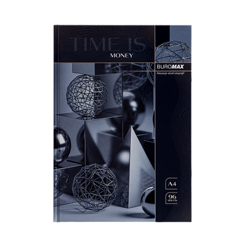 Книга канцелярська Buromax Time Is Money, А4, 96 арк., клітинка, тверда лам. обкладинка, сірий (BM.2400-109i) BM.2400-109i фото